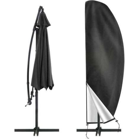 Funda de sombrilla voladiza KZQ de 2 a 4 m de diámetro, Oxford 210D, con bolsa de almacenamiento, impermeable y anti-UV, para jardín, playa, balcón, 265 x 40/70/50 cm, color negro