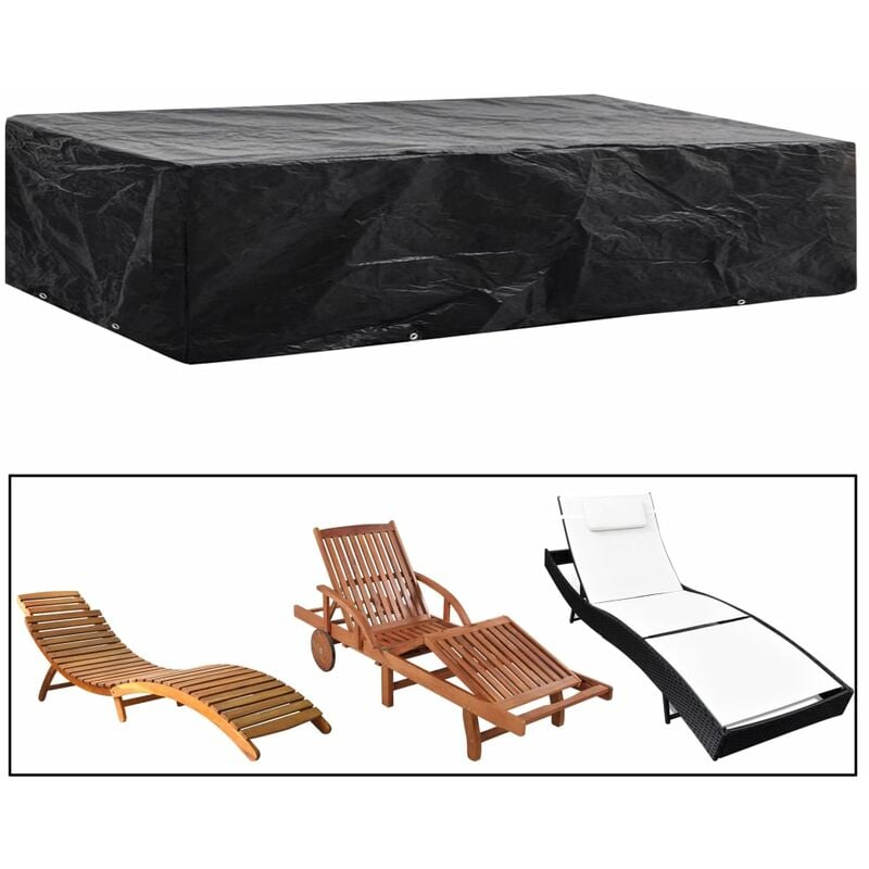 

Funda de tumbona de jardín 8 ojales 218x77x55 cm - Negro