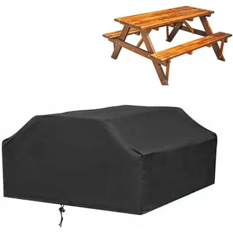 Funda de una pieza para mesa y silla de jardín, 210D, rectangular, para mesa de picnic y cocina (negro)