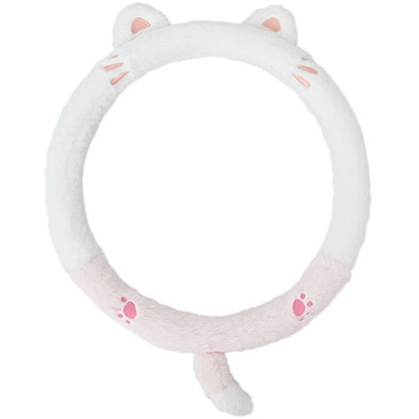 Funda de volante de felpa (gato), universal, 15 pulgadas (38 cm), protector de volante, funda de felpa