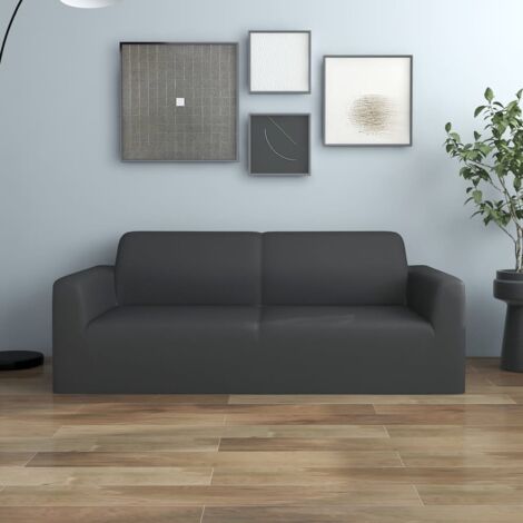 Funda elástica de sillón de 2 plazas poliéster jersey antracita
