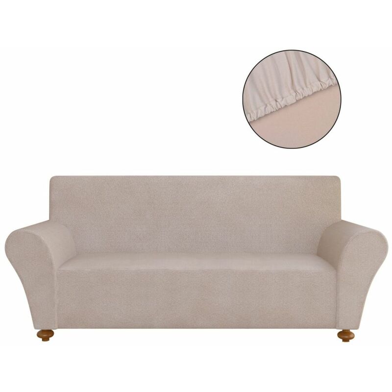 

funda elástica de tela jersey de poliéster beige para sofá