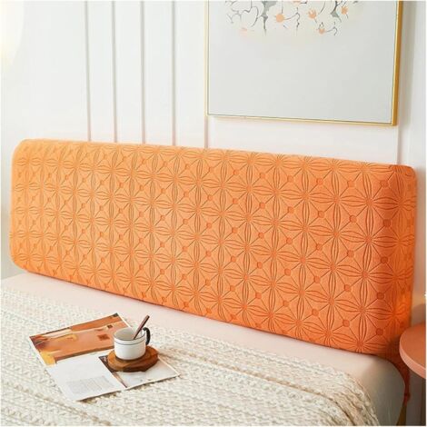 Funda elástica para cabecero, funda de jacquard para cabecero, funda protectora antipolvo, para decoración de dormitorio (naranja, Queen/55-63 pulgadas)