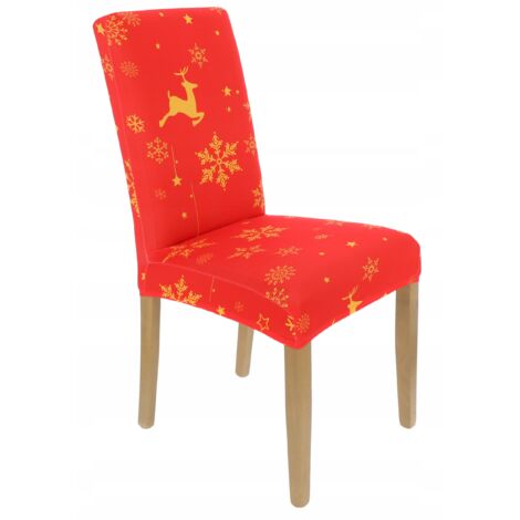FUNDA ELÁSTICA PARA SILLA CON ESTAMPADO NAVIDEÑO ROJO [21BO]