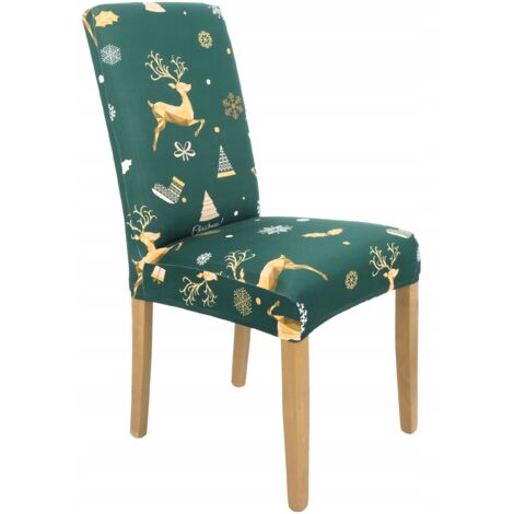 FUNDA ELÁSTICA PARA SILLA CON ESTAMPADO NAVIDEÑO VERDE [21BM]