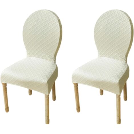 Funda elástica para silla de comedor con respaldo redondeado, apta para su uso en el comedor y la cocina, 2 unidades, color beige.