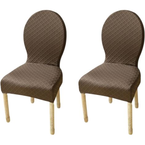 Funda elástica para silla de comedor con respaldo redondeado, apta para su uso en el comedor y la cocina, 2 unidades, color marrón.