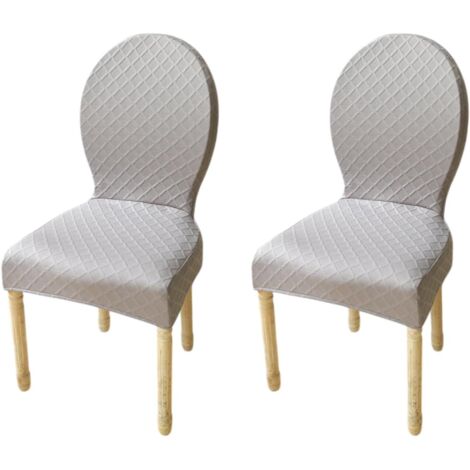 Funda elástica para silla de comedor con respaldo redondeado, apta para su uso en el comedor y la cocina, 2 unidades, gris claro.
