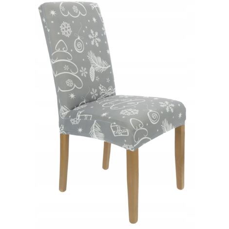 FUNDA ELÁSTICA PARA SILLA GRIS CON PATRONES NAVIDEÑOS [21DM3]