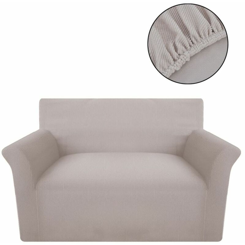 

funda elastica para sofa de tela acanalada color beige