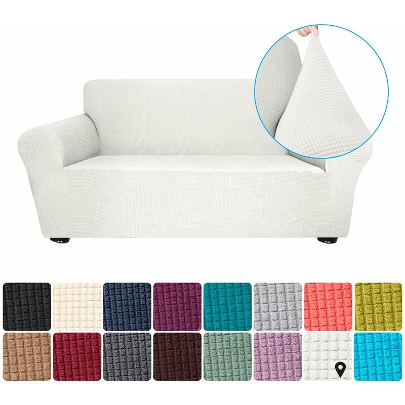 

Funda elastica para sofa Funda de licra antideslizante Funda de sofa suave para sofa de 2 plazas Lavable para sala de estar Ninos Mascotas （Blanco）