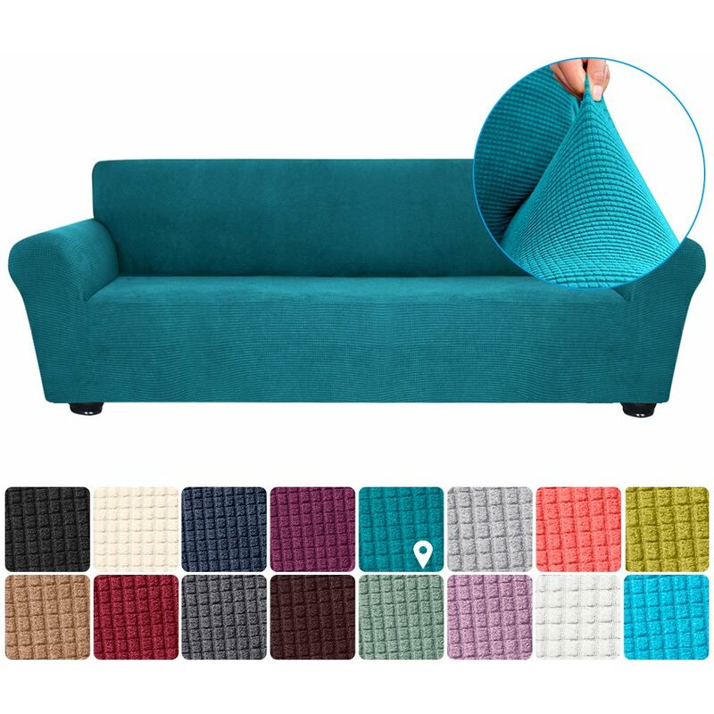 

Funda elastica para sofa Funda de licra antideslizante Funda de sofa suave para sofa de 4 plazas Lavable para sala de estar Ninos Mascotas （Azul lago）