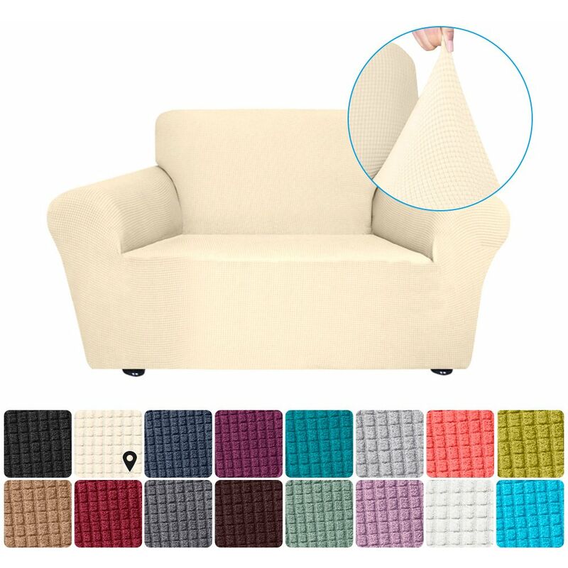 

Funda elastica para sofa Funda de licra antideslizante para sofa suave Funda de sofa de 1 plaza Lavable para sala de estar Ninos Mascotas （Beige）