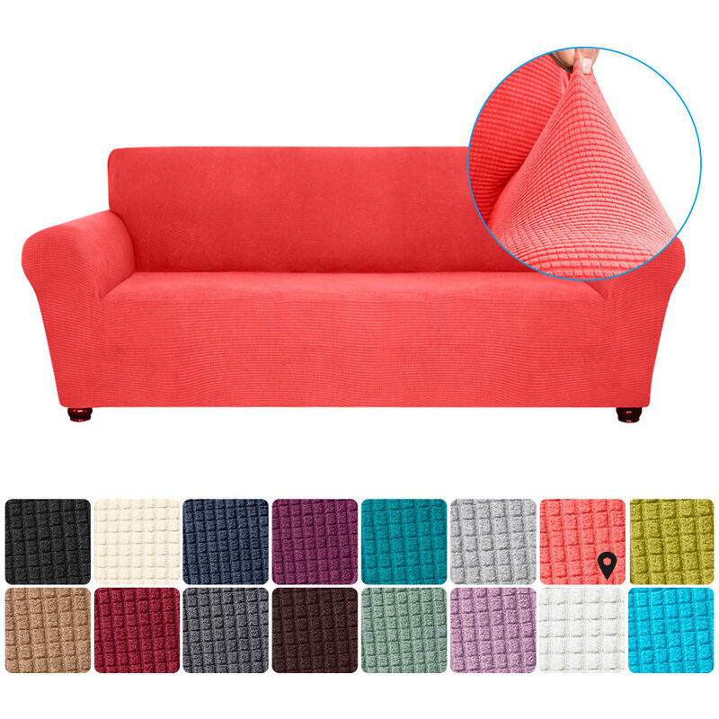 

Funda elastica para sofa Funda de licra antideslizante para sofa suave Funda de sofa de 3 plazas lavable para sala de estar Ninos Mascotas （Rojo