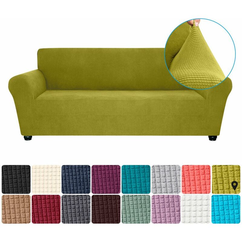 

Funda elastica para sofa Funda de licra antideslizante para sofa suave Funda de sofa de 3 plazas lavable para sala de estar Ninos Mascotas （Verde