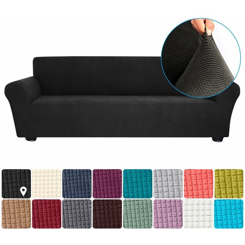 

Funda elastica para sofa Funda de licra antideslizante para sofa suave Funda de sofa de 4 plazas Lavable para sala de estar Ninos Mascotas （Negro）
