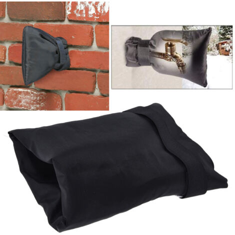 Funda impermeable de gel Oxford para grifo, apta para exteriores, con cierre de hebilla y lengüeta – 15 x 21 cm, color negro.