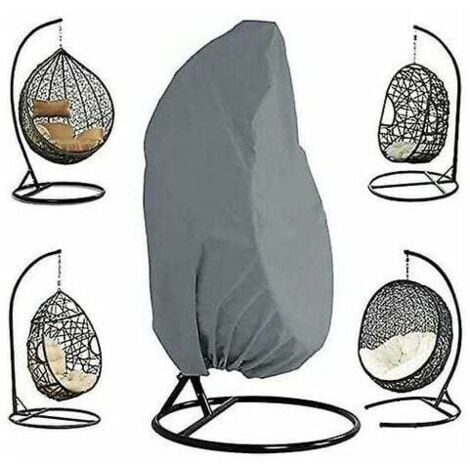 Funda impermeable de mimbre de ratán para silla colgante, para jardín, resistente al agua y al polvo, 190 x 115 cm (gris)