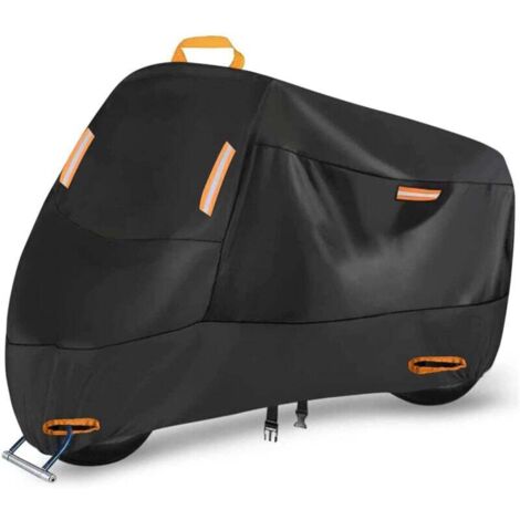 Funda impermeable para motocicleta (XL), 210D, para exteriores, para todo el año, resistente, reflectante, con orificios para candado, correas a prueba de viento, funda en forma de U.
