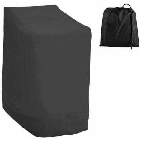 Funda impermeable para silla de jardín de tela Oxford 210D, apilable, para exteriores, resistente a la intemperie, 120 x 65 x 65 x 80 cm (negra)