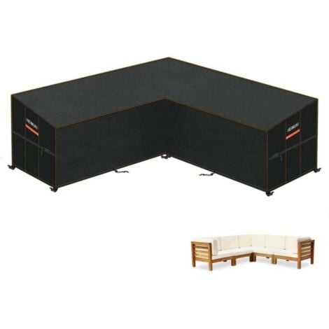 MUMU Funda impermeable para sofá esquinero de jardín, funda impermeable para muebles de jardín en forma de V, tela Oxford 420D para muebles de exterior, 237 x 237 x 100 x 80/65 cm FLITI