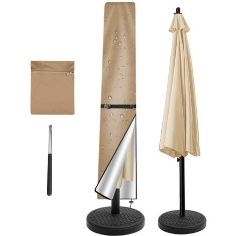 Funda impermeable para sombrilla de 2,5 a 3,3 m, cubierta protectora para patio y exterior, con varilla y cremallera