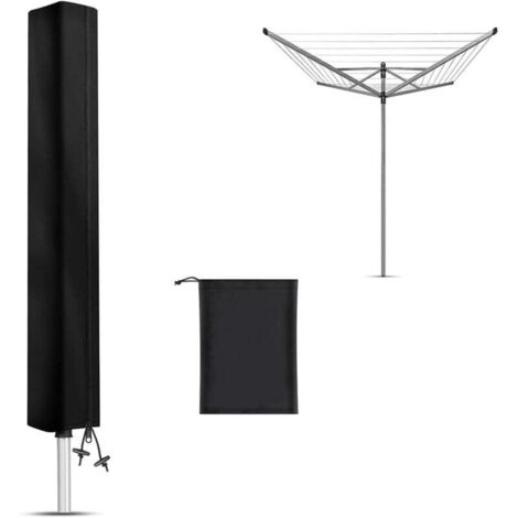 Funda impermeable para tendedero giratorio de exterior, funda protectora para tendedero giratorio con cremallera, tejido Oxford 210D, negro (160 x 15 x 15 cm)