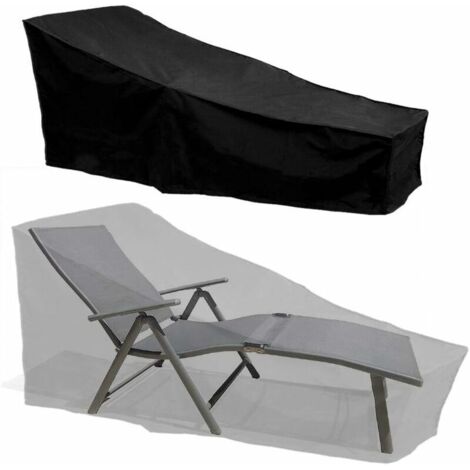 Funda impermeable para tumbona de exterior, 210 x 75 x 80/40 cm, color negro.