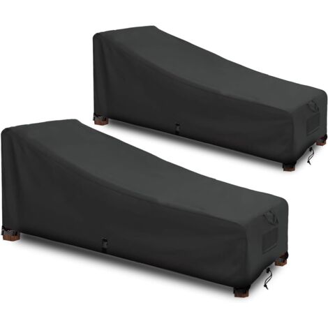 Funda impermeable para tumbona – Oxford 420D negra – 208x76x79/41 cm – Juego de 2