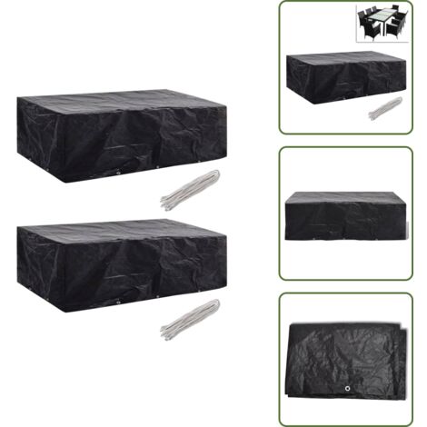 Funda impermeable - vidaXL Funda de muebles de jardín 2 uds set ratán 8 personas 10 ojales - Funda UV