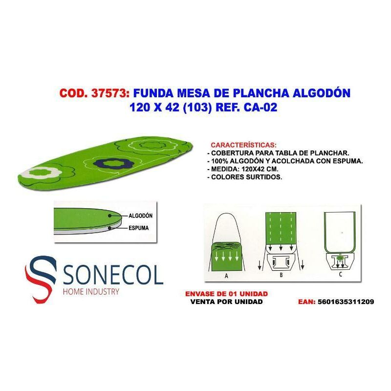 

funda mesa de plancha algodon 120 x 42 (103) ref. ca-02 - Mibricotienda