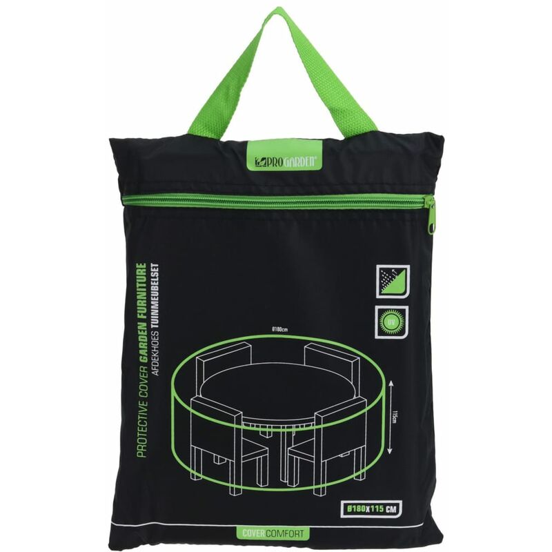 

Funda para set de muebles de jardín redondo negra 180x115 cm - Negro - Progarden