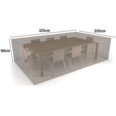 Funda mesa rectangular + 8 sillas vison 325 x 205 x h 90