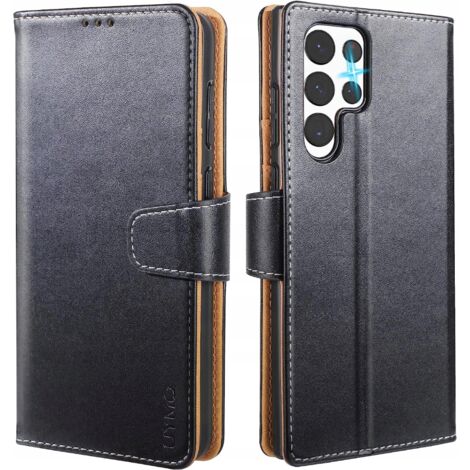 FUNDA NEGRA CERRADA PARA SAMSUNG GALAXY S22 ULTRA CON CUBIERTA MARRÓN