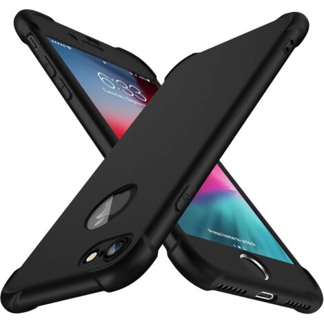 FUNDA NEGRA PARA IPHONE 7/8 4.7' 2X VIDRIO TEMPLADO
