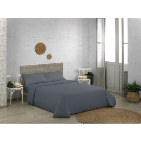 Funda nórdica de algodón orgánico color ceniza. Cama de 105 cm.