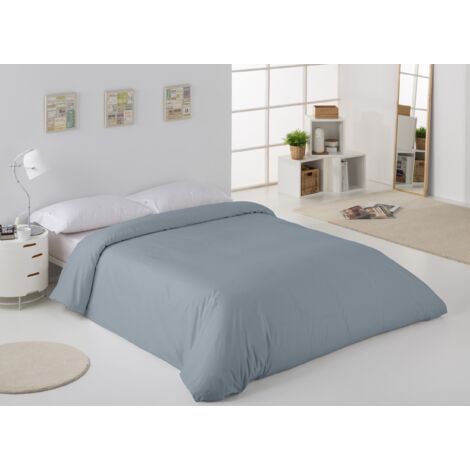 FUNDA NORDICA de algodón peinado color acero - Cama de 180/200 (1 pieza) - 100% algodón - 200 hilos. Gramage: 125