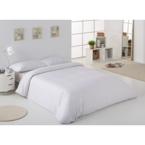 FUNDA NORDICA de algodón peinado color blanco - Cama de 150/160 (1 pieza) - 100% algodón - 200 hilos. Gramage: 125