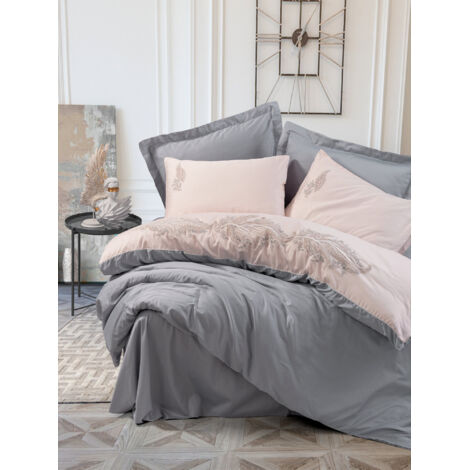 Funda nórdica, funda nórdica, ropa de cama Set 100% Algodón Gris Powder