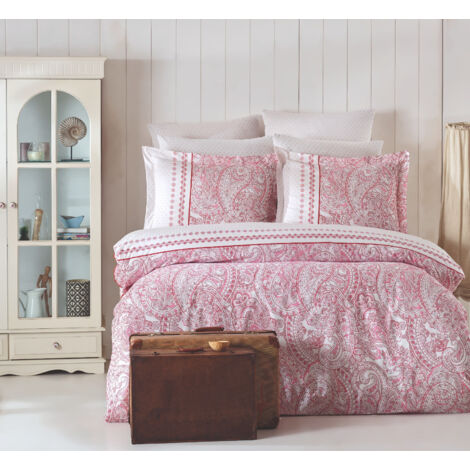 Funda nórdica, funda nórdica, ropa de cama Set Rosa Blanco