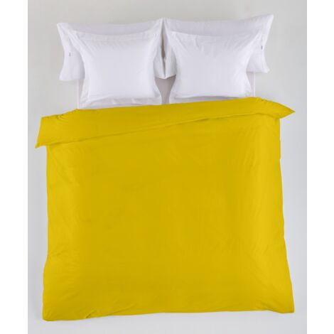 FUNDA NORDICA lisa color mostaza - Cama de 135/140 (1 pieza) - 50% algodón / 50% poliéster - 144 hilos. Gramage: 115