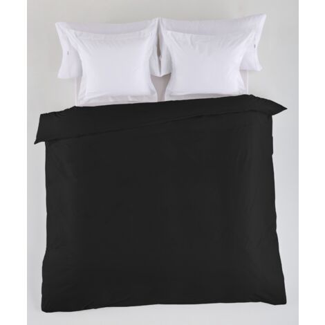 FUNDA NORDICA lisa color negro - Cama de 150/160 (1 pieza) - 50% algodón / 50% poliéster - 144 hilos. Gramage: 115
