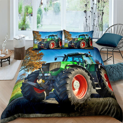 Funda nórdica Retro Para Tractor, juego de cama para coche, cubierta de edredón para vehículo de ingeniería, carro de herramientas de granja, 2/3 piezas, poliéster,1,200x230cm 3pcs