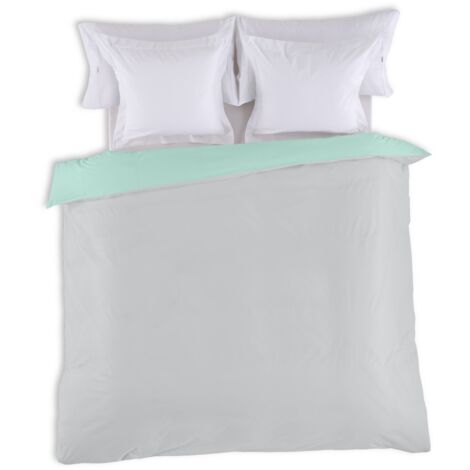 FUNDA NORDICA reversible aqua-crema - Cama de 150/160 (1 pieza) - 50% algodón / 50% poliéster - 144 hilos. Gramage: 115