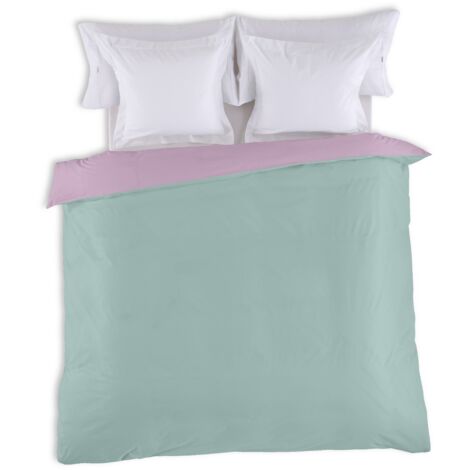 FUNDA NORDICA reversible bicolor aqua-malva - Cama de 180/200 (1 pieza) - 100% algodón - 144 hilos. Gramage: 115