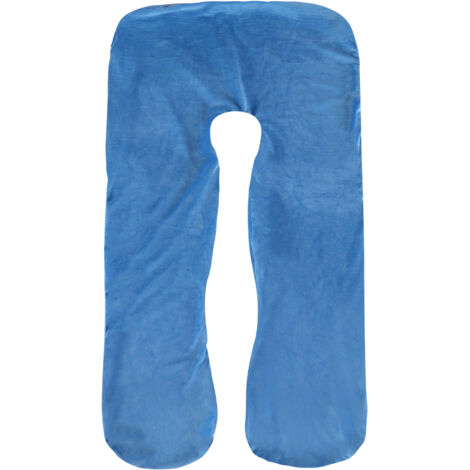 Funda para almohada de embarazo, 150 x 80 cm, en forma de J, para almohada de posición lateral, de algodón extraíble, lavable a máquina, funda de repuesto para adultos, azul.