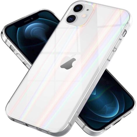 FUNDA PARA APPLE IPHONE 12 MINI DE 5.4" CON PARTE POSTERIOR TRANSPARENTE CON HOLOGRAMA A2176