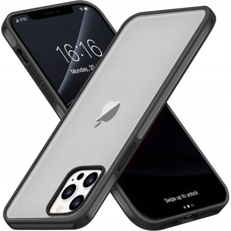FUNDA PARA APPLE IPHONE 12 PRO MAX NEGRA TRASERA TRANSPARENTE