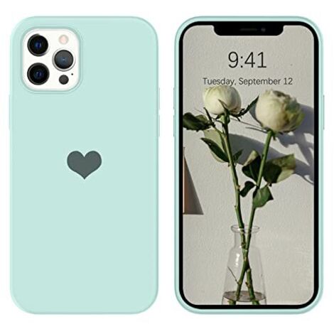 FUNDA PARA APPLE IPHONE 12 PRO MAX SILICONA CORAZÓN VERDE MENTA A2342