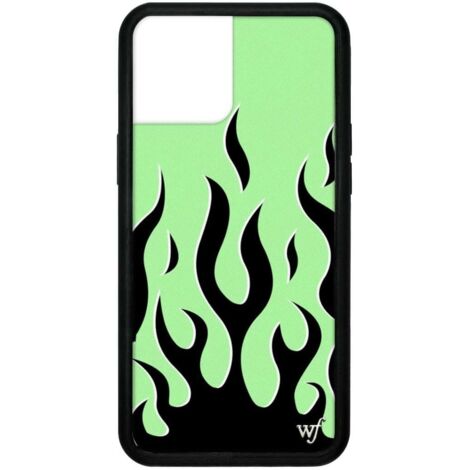 FUNDA PARA APPLE IPHONE 12 PRO MAX VERDE NEGRO SÓLIDO TRASERO LLAMA